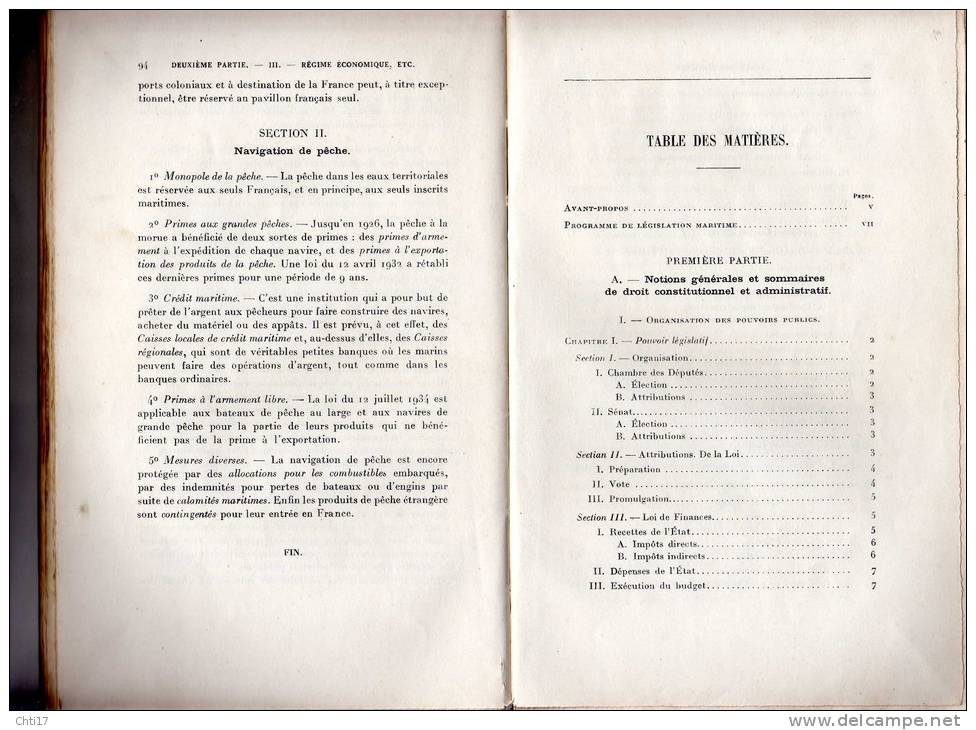 PRECIS DE LEGISLATION MARITIME POUR ELEVE OFFICIER ET MECANICIEN MARINE MARCHANDE 1940 TOULON BREST DUNKERQUE - Barche