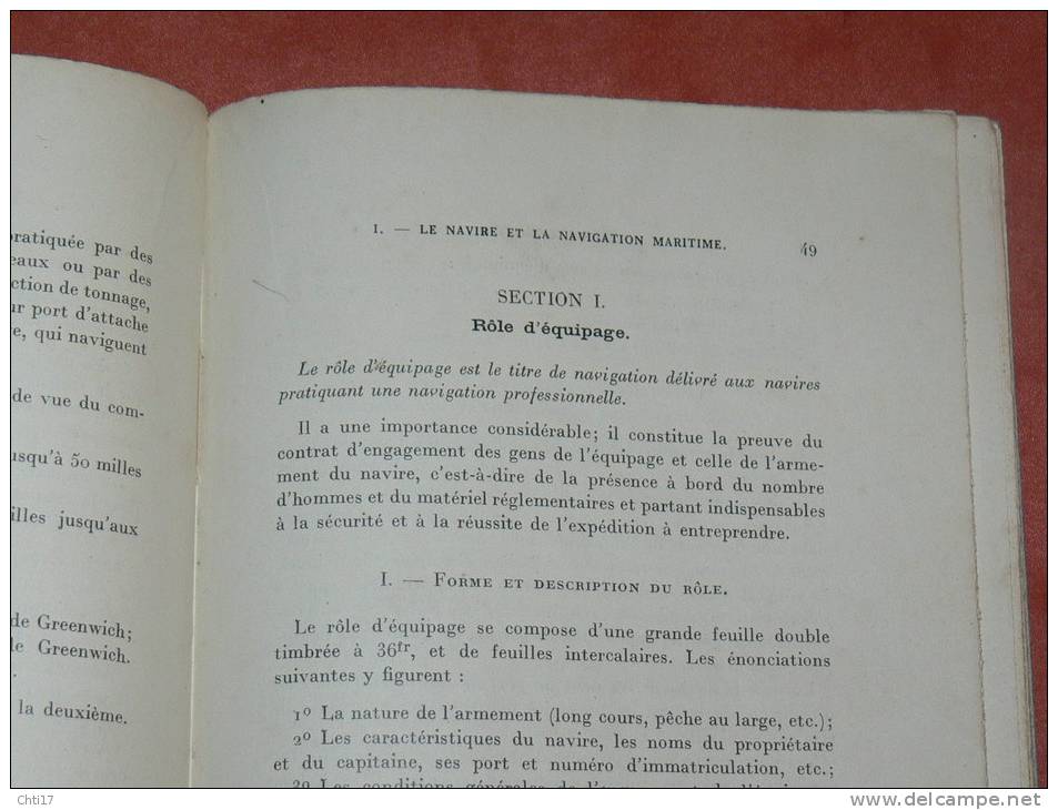 PRECIS DE LEGISLATION MARITIME POUR ELEVE OFFICIER ET MECANICIEN MARINE MARCHANDE 1940 TOULON BREST DUNKERQUE