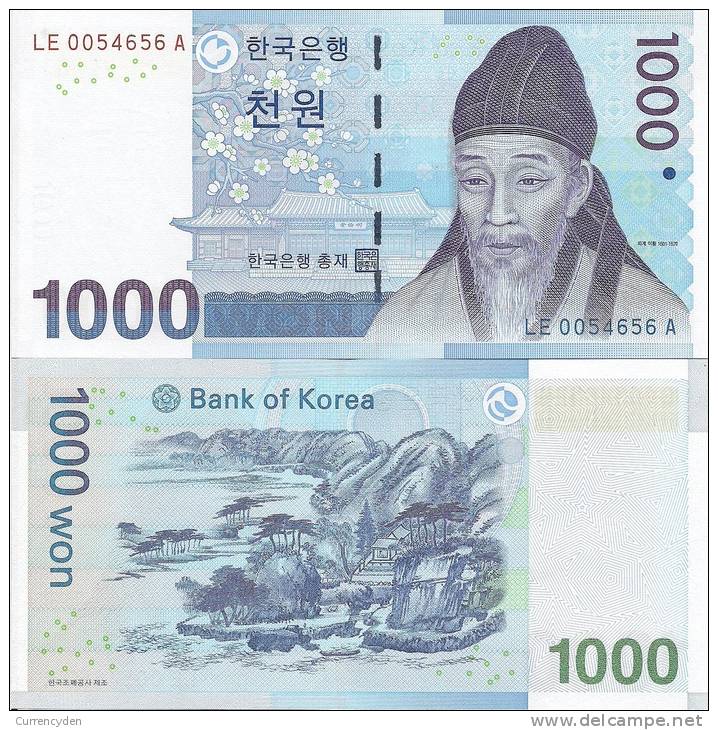 Korea, South, P54, 1000 Won,Yi Hwang, Pavillion/coast - Korea, Zuid