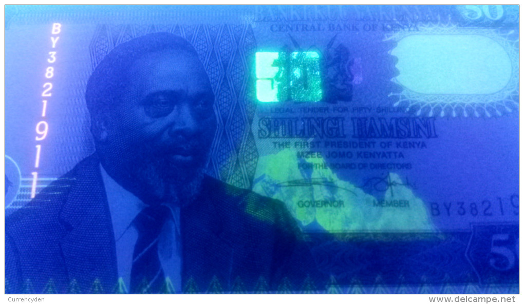 Kenya P41, 50 Shillings Mol / Mobasa Tusks Mnmt, Camel Caravan $5CV - Kenya