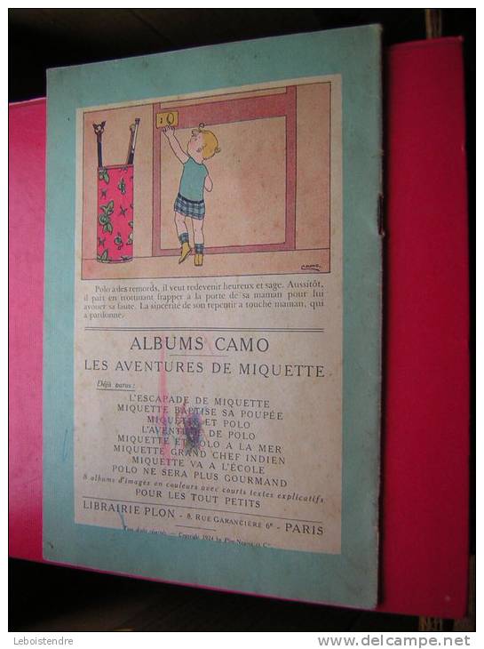 CAMO  POLO NE SERA PLUS GOURMAND COPYRIGHT 1924 BY PLON NOURRIT ET CIE  N° 8 - 0-6 Años