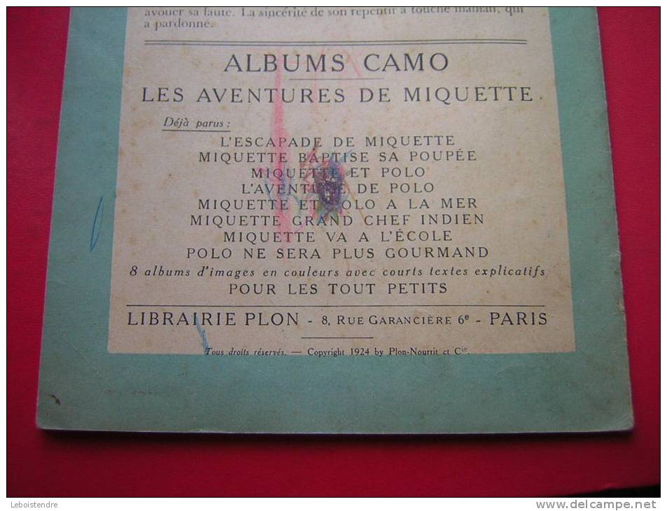 CAMO  POLO NE SERA PLUS GOURMAND COPYRIGHT 1924 BY PLON NOURRIT ET CIE  N° 8 - 0-6 Años