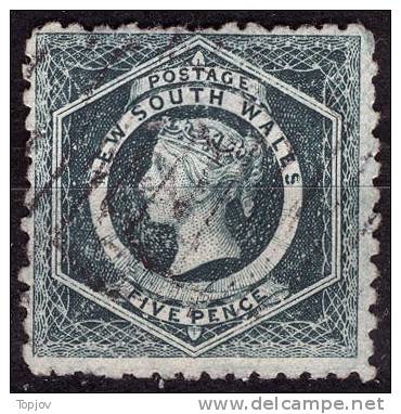 AUSTRALIA - NEW  SOUTH  WALES -  VICTORIA  - FIVE  PENCE  Perf  L 10  - Used - Used Stamps