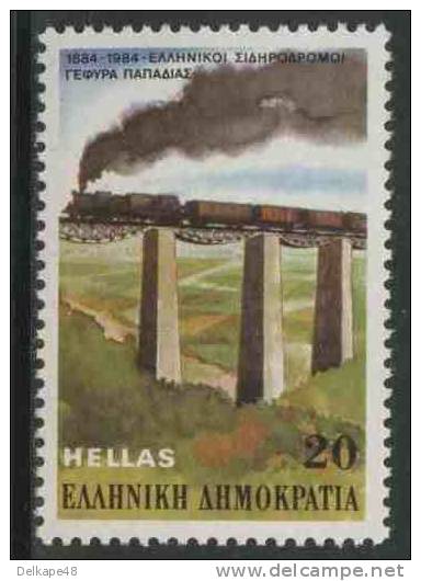 Greece Grece Hellas 1984 Mi 1565 YT 1541 ** Steam Goods Train On Papadia Bridge – Railway Centenary / Zug +-Brücke - Treinen