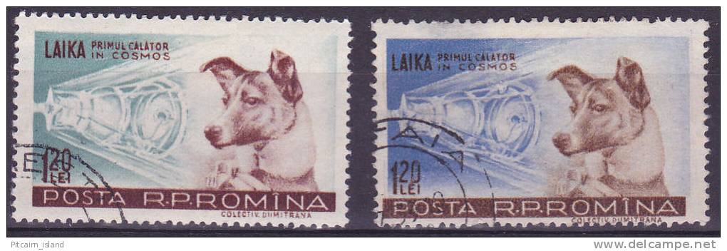 Space Rocket  Roemenie  Romana   1957  Dog Laika  Mi.nr 1684-85  Used - Europe