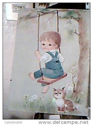 ILLUSTRATA  BAMBINA ALTALENA E CAT  GATTO  MICINO N1980 ED12958 - Katten