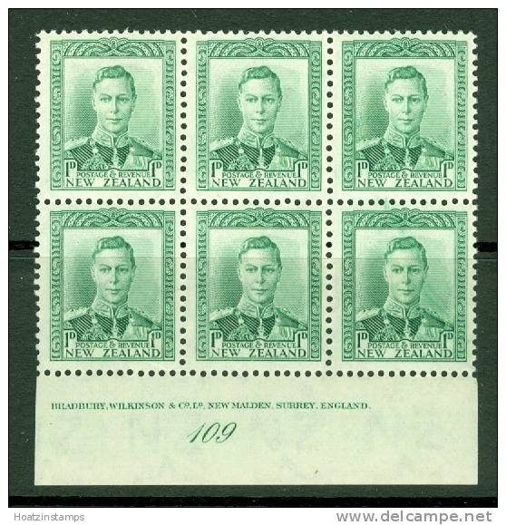 New Zealand: 1938/44   KGVI SG606    1d   Green [imprint Block - 109]     MH - Nuevos