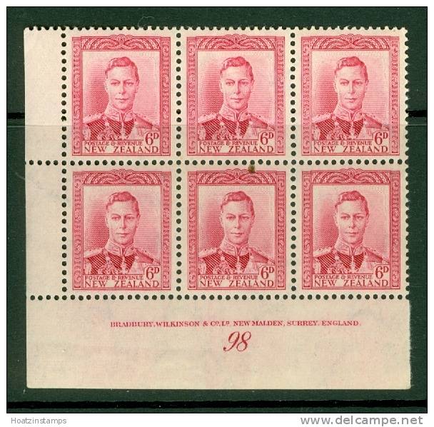 New Zealand: 1947/52   KGVI SG683    6d   [imprint Block - 98]     MH - Unused Stamps