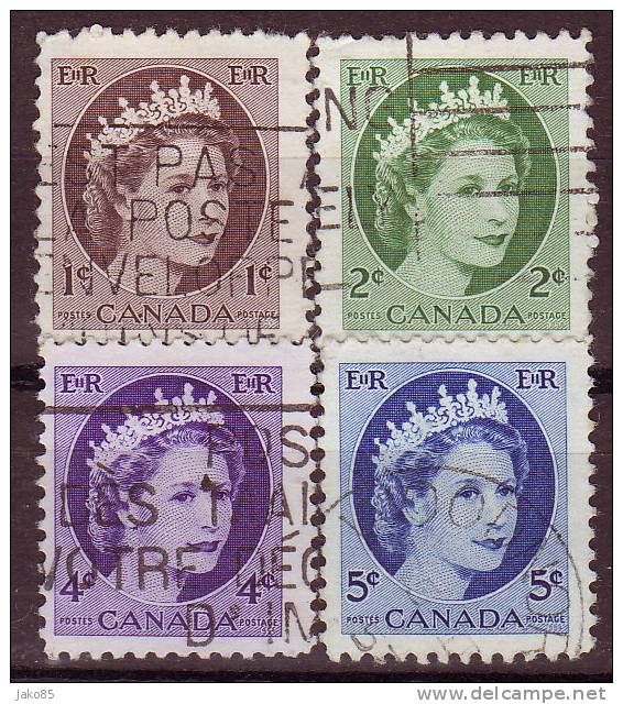 - CANADA - 1953 - YT N° 267 / 268 + 270 / 271 - Oblitérés  - - Oblitérés
