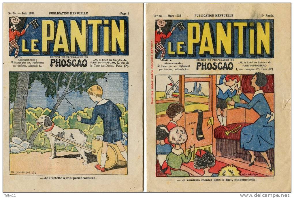 Publicité Phoscao - 2 N° Les 53 Et 63 De La Revue "le Pantin"- Voiture à Chien - Reclame