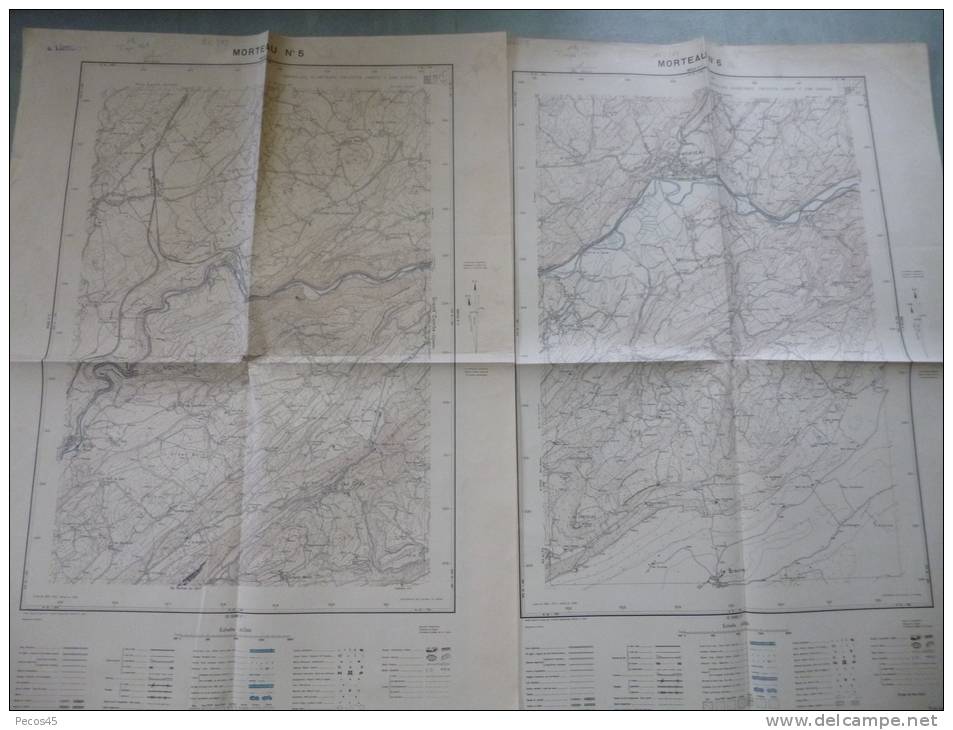 2 Cartes  I.G.N. Morteau :  N° 5 & 6 - 1/20 000ème - 1941/42. - Topographische Karten