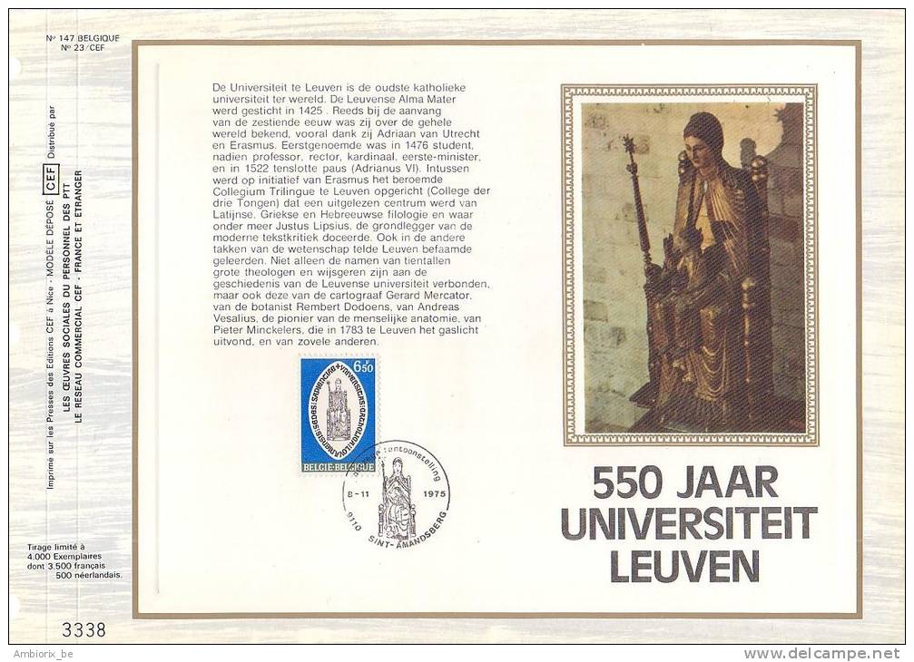 Carte Max CEF 1783 550 Jaar Universiteit Leuven - Sint Amandsberg - 1971-1980