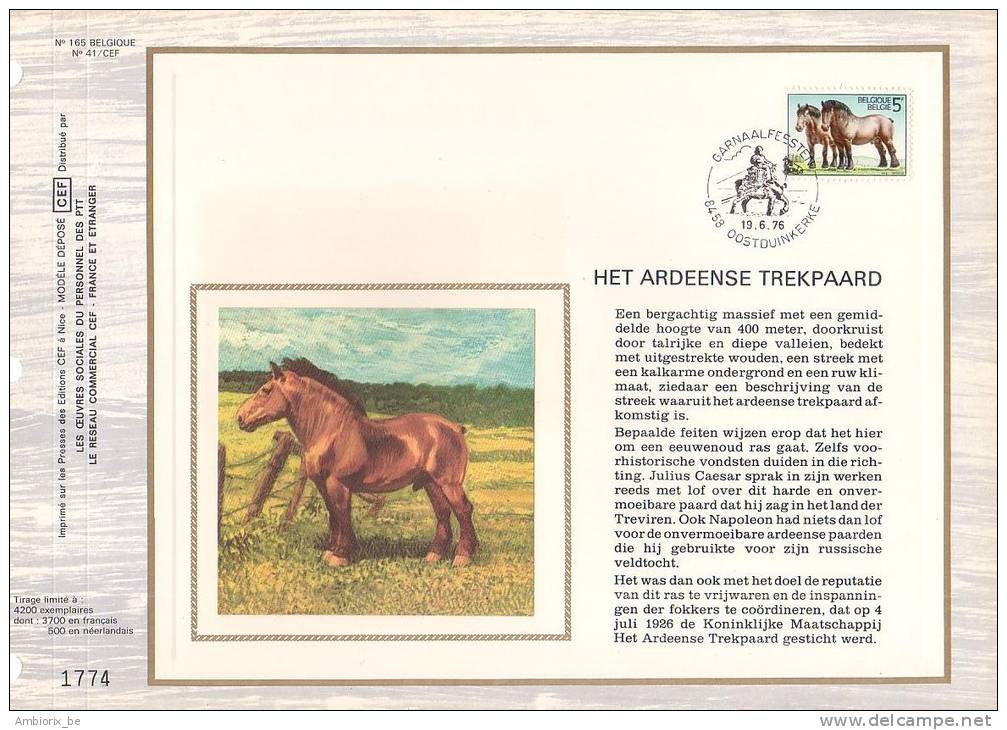 Carte Max CEF 1810 Het Ardeense Trekpaard - Oostduinkerke - 1971-1980