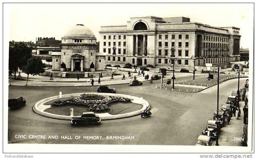 Civic Centre And Hall Of Memory, Birmingham - & Old Cars - Birmingham