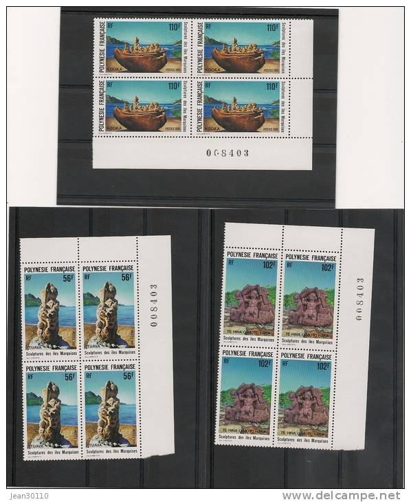 POLYNÉSIE  Année  1991 BLOC DE 4 N° Y/T : 386/388** Côte 31,00 € - Neufs