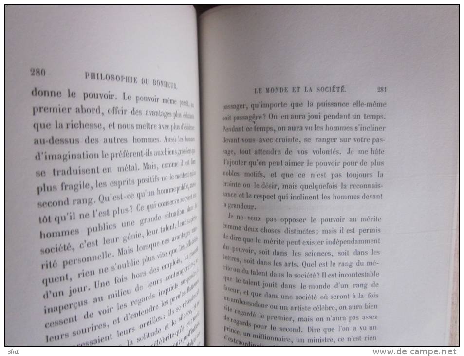 PAUL JANET - PHILOSOPHIE DU BONHEUR - 1864 VOIR PHOTOS