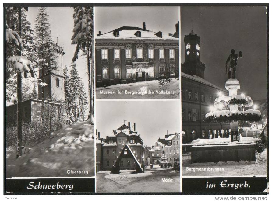 AK Schneeberg, Gleesberg, Markt, Bergmannsbrunnen, Museum, Gel, 1978 - Schneeberg