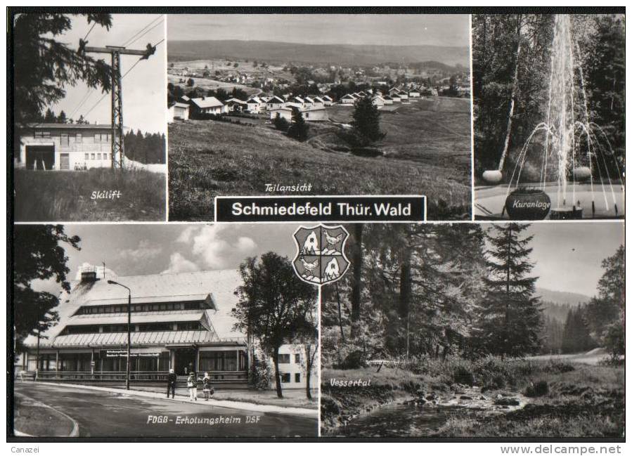 AK Schmiedefeld, Skilift, Vessertal, Kuranlage, FDGB-Heim DSF, Gel, 1984 - Schmiedefeld