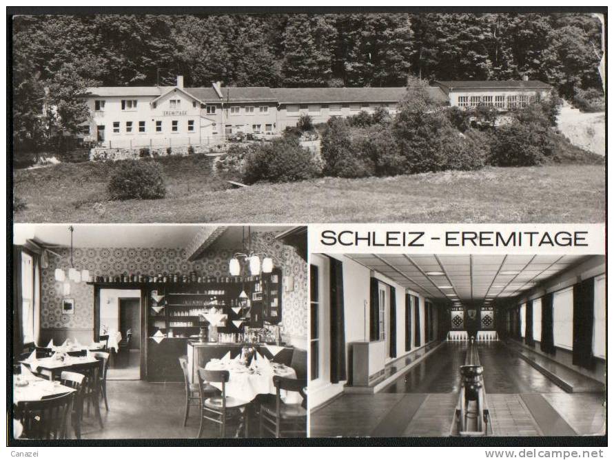AK Schleiz-Oschitz, HO-Gaststätte Eremitage, SG Bergland Oschitz, Gel, 1977 - Schleiz