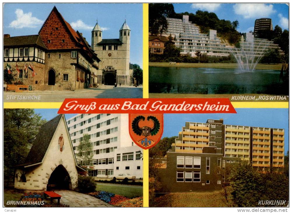 AK Bad Gandersheim: Stiftskirche, Kurheim Roswitha, Brunnenhaus, Kurklinik, Gel - Bad Gandersheim