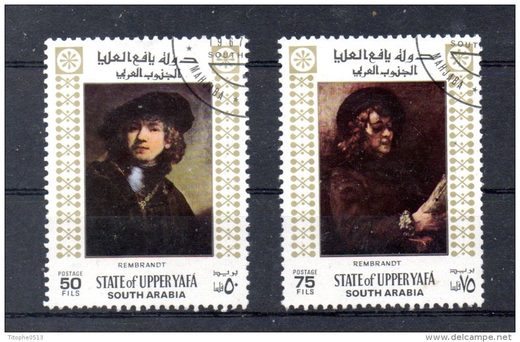 STATE OF UPPERYAFA. 2 Timbres Oblitérés. Tableaux De Rembrandt . - Rembrandt