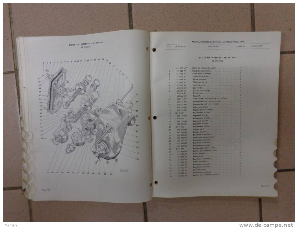 Catalogue Pieces De Rechange -massey Ferguson Moissonneuse Batteuse 892. - Machines