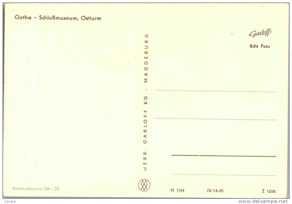 AK Gotha, Schloßmuseum, Ostturm, Ung, 1964 - Gotha