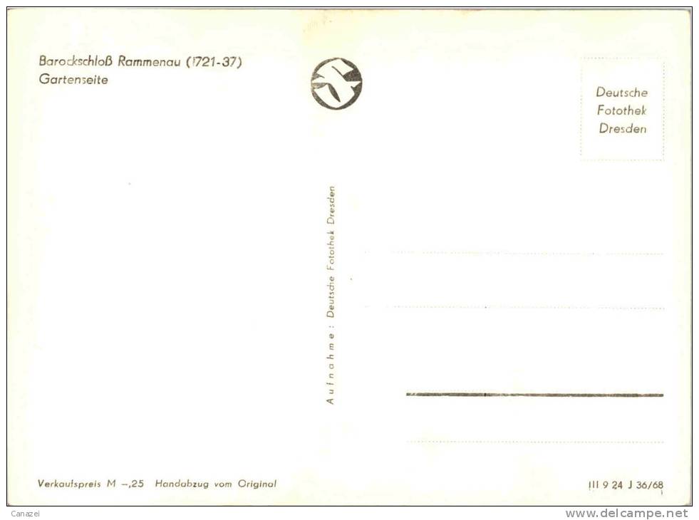 AK Barockschloß Rammenau, Gartenseite, Ung, 1968 - Bischofswerda