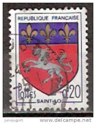 Timbre France Y&T N°1510c (03) Obl - Blason De Saint-Lô (3 Bandes De Phosphore)- 20 C.  Multicolore. Cote 0.15 € - 1941-66 Escudos Y Blasones
