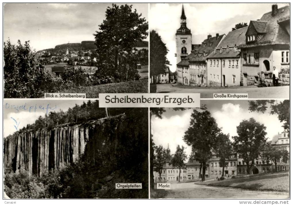 AK Scheibenberg/Kr. Annaberg, Orgelpfeifen, Markt, Große Kirchgasse, Gel, 1983 - Annaberg-Buchholz