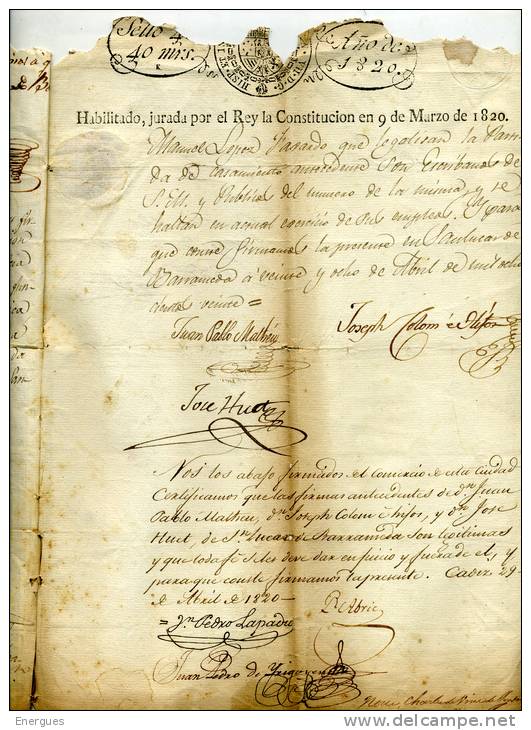 Espagne,San Lucar De Barrameda, Regimiento De Napoles,Nages, Castres,consulat De Cadix,Rattier De Sauvignan - Historical Documents