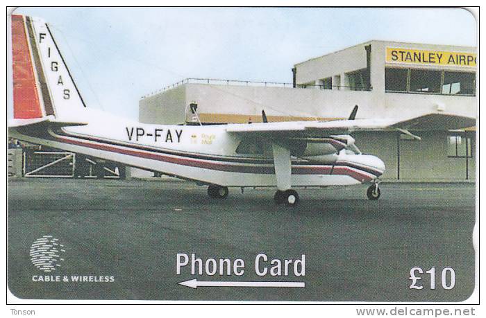 Falkland Islands,  FLK275B, Figas Islander, Airplane, 2 Scans.   275CFKB. - Falklandeilanden