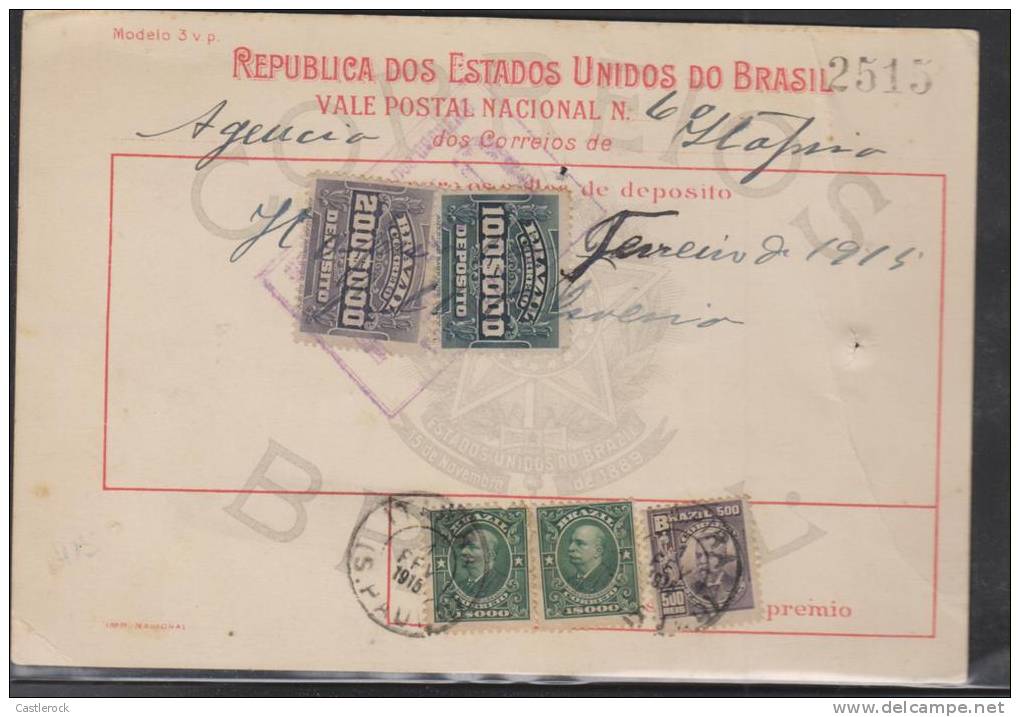 O) 1915 BRAZIL, VALE POSTAL, DEPOSIT. - Oblitérés