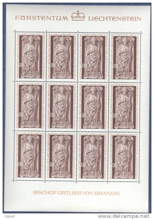 LIECHTENSTEIN 1976 VESCOVO BRANDIS KLBG MI. 666 POSTFRISCH MNH** - Blocks & Kleinbögen