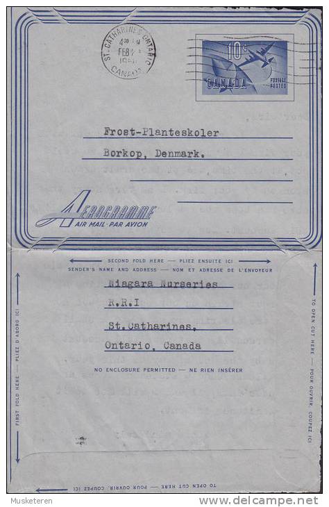 Canada Airmail Postal Stationery Ganzsache Entier Aerogramme ST. CATHARINES Ontario 1960 Cover Brief To BØRKOP Denmark - 1953-.... Regering Van Elizabeth II