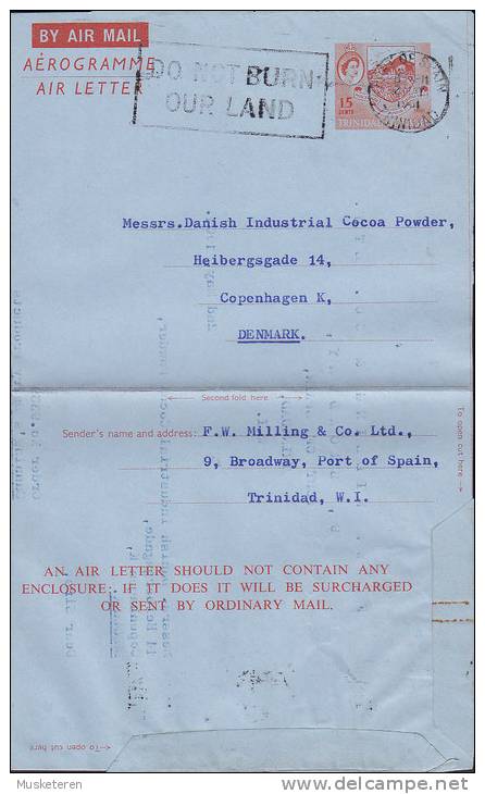 Trinidad & Tobago Airmail Postal Stationery Ganzsache Entier Aerogramme PORT OF SPAIN 1961 Cover Brief To Denmark - Trinidad & Tobago (...-1961)