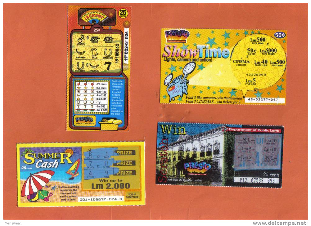 MALTA - 4 OLD LOTTERY TICKETS - - Lottery Tickets