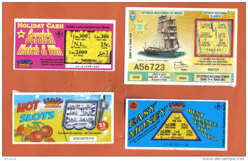 MALTA - 4 OLD LOTTERY TICKETS - - Lottery Tickets