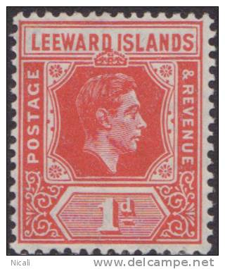 LEEWARD IS KGVI 1938 1d Scarlet SG 99 HM XZ234 - Leeward  Islands