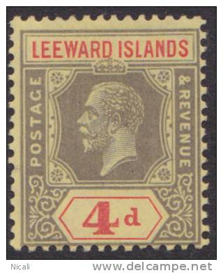 LEEWARD IS KEVII 1912 4d SG 52 HM XZ217 - Leeward  Islands