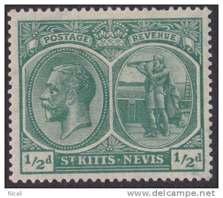 ST KITTS-NEVIS 1920 1/2d KGV SG 24 HM XZ566 - St.Christopher, Nevis En Anguilla (...-1980)