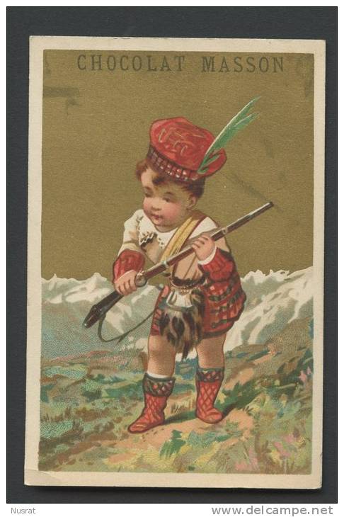 Chocolat Masson, Chromo, écossais, Kilt, Fusil, Chasseur, Scotsman, Hunting, Lith. Vallet Minot - Autres & Non Classés