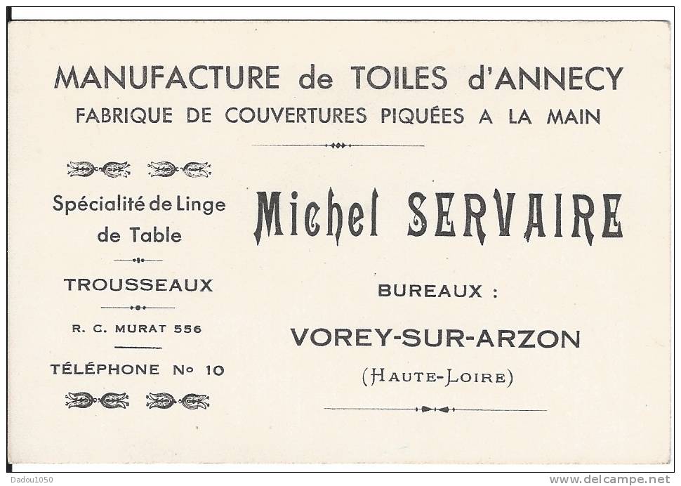 Manufacture De Toile D'Annecy - Cartes De Visite