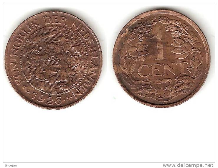 Netherlands  1 Cent 1926 Km 152   Xf+ !!!! - 1 Centavos