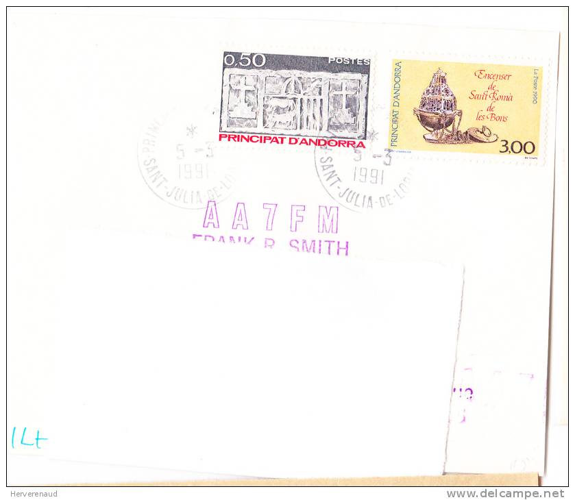 2 Timbres D'Andorre  (devant D´enveloppe) - Covers & Documents