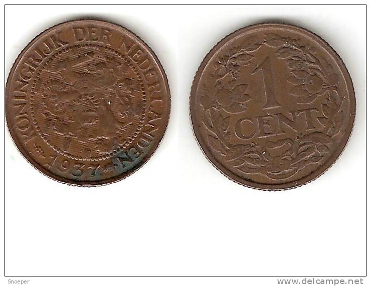 Netherlands  1 Cent 1937 Km 152   Xf   !!! - 1 Cent