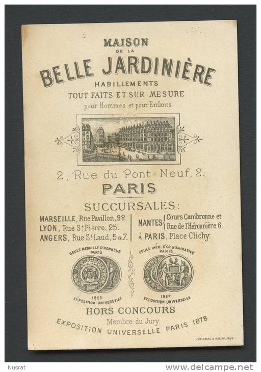 Paris, Maison De La Belle Jardinière, Chromo Dorée, Valet Brossant Un Habit, Lith. Testu & Massin - Other & Unclassified