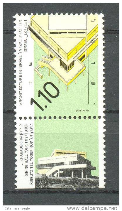 Bale1037-I - ISRAEL . 1990. ARCHITECTURE Fluorescent Paper , Philex/Michel  1174  MNH/postfrisch - Unused Stamps (with Tabs)