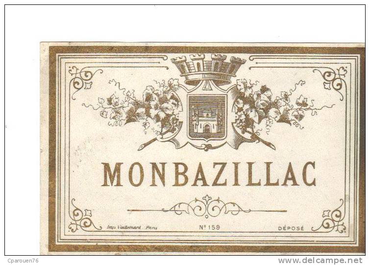 étiquette Ancienne Monbazillac Imprimerie Viellemard Paris - Collections & Sets