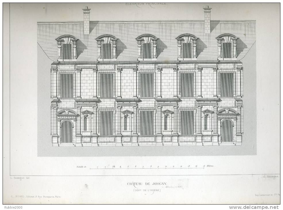 CHATEAU DE JOIGNY 1867 YONNE PAR CLAUDE SAUVAGEOT TEXTE ET 3 PLANCHES ARCHITECTURE - Architecture